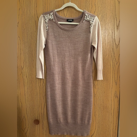 A. Byer Dresses & Skirts - A. Byer Women's Sweater Dress with Pearl Accents - Brown and Cream